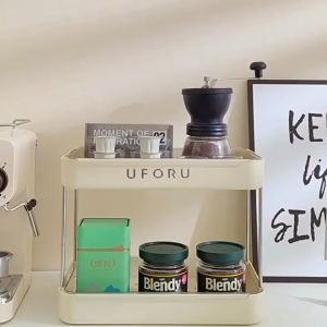 FM UFORU ชั้นวางของตั้งโต๊ะที่วางแก้วความจุสูงสำหรับใช้ในบ้านในสำนักงานพร้อมถาดระบายน้ำ