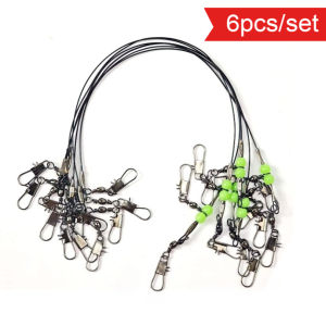 6pcs/lot 20cm Squid Fishing Leader Rig with Luminous Beads Swivel Snap Connector for Octopus Cuttlefish Sea Saltwater Tackle