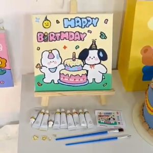 Tranh tô theo số hình hoa lá sắc màu tranh số hóa tự tô trang tri góc học tập bàn làm việc dễ thương xinh xắn