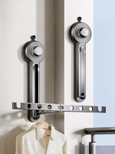 Powerful Suction Foldable Clothes Drying Rack Travel Windowledge Laundry Pole Bathroom Balcony Clothes Airer Space Aluminum