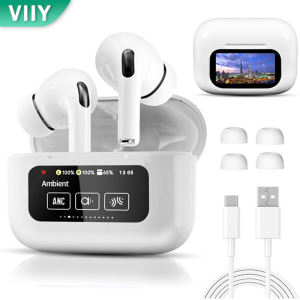 VIIY หูฟังบลูทูธ หูฟังไร้สาย หูฟังบลูทูธไร้สาย ลดเสียงรบกวน จับคู่เร็วหูฟังบลูทูธ พร้อมไมโครโฟน หน้าจอเคสแบบสัมผัส LCD Wireless Bluetooth Earphone