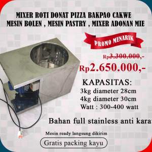 MIXER ADONAN ROTI DONAT PIZZA BAKPAO CAKWE MIE PANGSIT MIXER PENGADUK TEPUNG  MIXER LISTRIK MIXER KAPASITAS 4KG