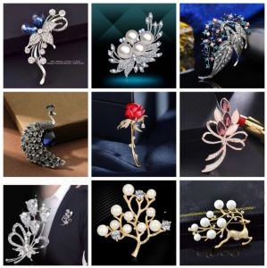 Fashionable Pearl Diamond Embedded Brooch Pin High-End Elegant Simple Anti-Light Clothes Safety Pin Stylish Accessory