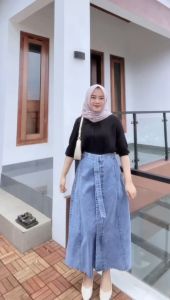 Natali Rok Jeans Skirt Panjang Wanita Denim Tebal Terbaru
