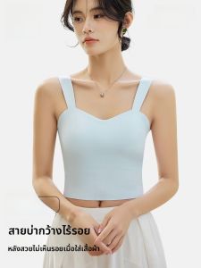 MiiOW | เสื้อชั้นในแบบสายเดี่ยวแบบบางไร้ตะเข็บสำหรับผู้หญิง ชุดชั้นในแบบมีแผ่นเสริมหน้าอก ชุดชั้นในฤดูร้อน ใส่ด้านนอกได้ ดีไซน์หลังสวย เสื้อชั้นในแบบสวมคอกลม