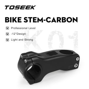 TOSEEK K01 Carbon Fiber Bicycle Stem MTB/Road Bicycle Track Ultra Light Carbon Stem 12 Degrees 31.8 * 80-120mm Bicycle Component