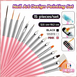 M.Grocer. Professional Nail Art Design Painting Set 15 pcs Acrylic Oil Watercolors Artist Paint Brushes