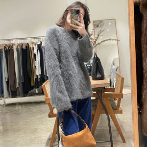 Thickened Mid-Length Womens Sweater Lazy Otter Fur Warmth Emitting Long Sleeve round Neck Sweet Style Inner Wear Winter Top
