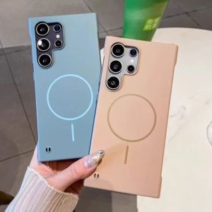 Slim Frosted PC Frameless For Magsafe Case For Samsung S25 Edge S24 FE S23 S22 Ultra Plus Cooling Magnetic Wireless Charge Cover