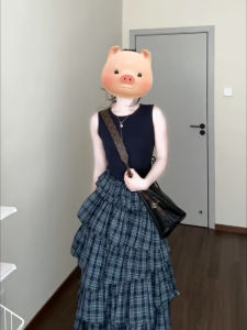 Váy Midi Chữ a Không Tay Cổ Tròn Xếp Ly Kẻ Caro Phong Cách Pháp Cổ Điển Cho Nữ Mùa Hè Thiết Kế Váy Dài