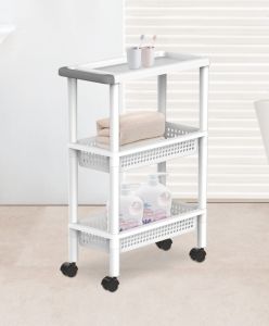 Rak Trolli 3 tingkat serbaguna putih