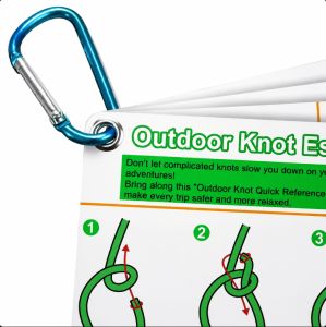 Outdoor Knot Reference Guide Featuring 27 Essential Knots for Camping Survival And Fishing with Premium D-Ring PVC Material