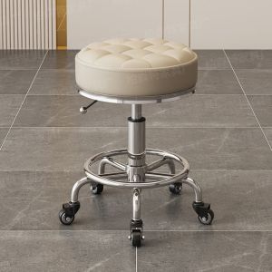 Ghế Quay Điều Chỉnh Chiều Cao Bằng Thép Không Gỉ Cho Salon Tóc