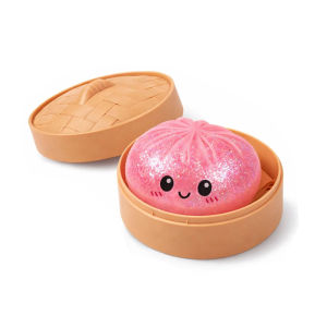 KEBETEME 1/4PCS 2026 New Glitter Dumpling Squishy Stress Relief Toys Simulation Dumpling Squeezable Toy With Steamer Slow Resilience Fidget Squishy Toy