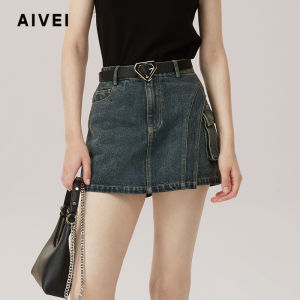 สูง เอว ทรงเอ เดนิม มินิ กระโปรง เผ็ด เด็กผู้หญิง ห้างสรรพสินค้าสไตล์เดียวกัน ฤดูร้อน New American Short กระโปรง S ผ้าฝ้าย Lyocell Blend Aivei