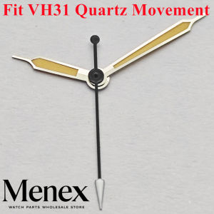 Menex Watch Hands Set Luminous Green Pointer for VH31 Quartz Movement Silver/Black/Red Compatible Watch Mod Spare Repair Parts