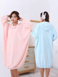 Thickened Absorbent Quick-Drying Womens Bath Towel Robe Non-Shedding Wrap Skirt Autumn Winter New Style Sleepwear Polyester Fiber