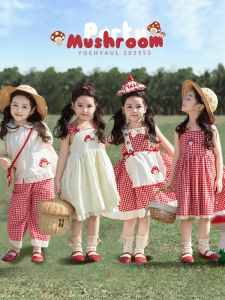 ชุดเดรสฤดูร้อนสำหรับเด็กผู้หญิง YOEHYAUL พร้อมเสื้อเชิ้ตคอจีนและกางเกงขายาวทรงตรงหลวมๆ สไตล์ลำลอง