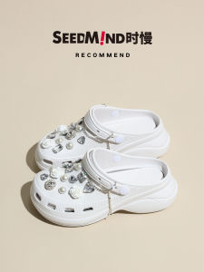 รองเท้าแตะส้นเตี้ยแบบสวมหัวประดับเพชรน้ำเงินสำหรับผู้หญิง รองเท้าแตะแบบสวมหัว EVA ส้นเตี้ยสำหรับใส่กลางแจ้งในช่วงฤดูร้อน