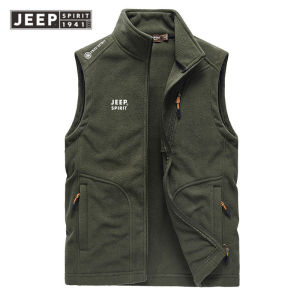 JEEP SPIRIT Áo Ghi Lê Lông Cừu Không Tay Mùa Xuân Cho Nam Áo Ghi Lê Lông Cừu Ngoài Trời