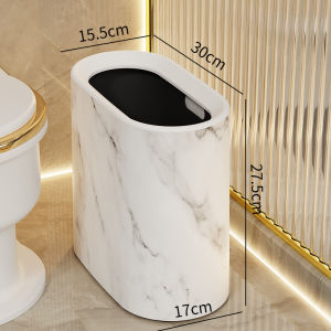 Elegant High Capacity Trash Can for Living Room Kitchen Bathroom Home Use Long Tub Shape Press Open Way Dustbin Garbage Can