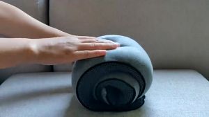 Travel Pillow Memory Foam Neck Pillow for Airplane Travel Adjustable Velcro Comfortable & Breathable Compressible Pillow with Compact Storage Bag