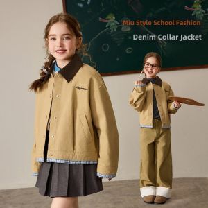 Ask Junior | Autumn New Girls Denim Jacket Medium Large Child Casual College Style