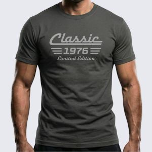 50th Birthday Shirt Born in 1976 Summer Tracksuit Mens T-shirt Round-neck Short-sleeved Sportswear Casual Cotton Top Streetwear