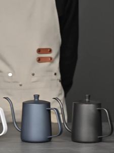 Stainless Hand Drip Coffee Hot Water Pot with Lid Gooseneck Kettle Hanging Ear Coffee Non-stick Home Kitchen Cafe Accessories