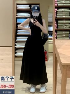 Black Strapless Long Dress Womens Summer Waist-Cinching Pure Desire Style 175cm plus Size Korean Style Commute Dress