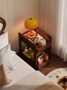 Modern Minimalist Solid Wood Nightstand Bedroom Side Table Mobile Home Use Creative Small Space Living Room End Table
