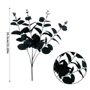 1/3/5pcs  Halloween Black Eucalyptus Stems Artificial Plant Flowers Bouquet Decor Halloween Themed Party Home Table Decorations