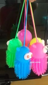 Yoyo Bola Jelly CUTE MONSTER Mainan Anak Squishy Puffer Ball LED Lampu Karet