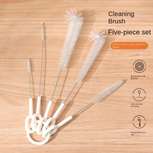 5-Piece Bottle Clean Brush Set Straws Brush Cleaning Tools Household Multipurpose Stainless Steel Soft Hair Brush
