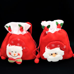 (1 cái/gói) 20x22cm Giáng sinh bóng len Tie dây túi hình táo trang trí Giáng sinh túi ngày lễ năm mới quần áo túi đồng bộ