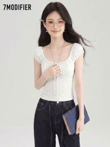 7.Modifier | Áo Blouse Cổ Nơ Tay Bồng Hoa Văn