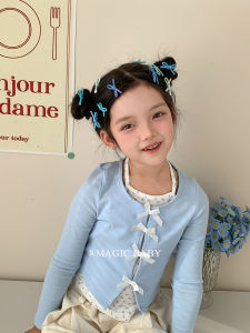 Blue Butterfly Knot Hair Clips Mini Stackable Baby Hair Accessories Girls Sweet Forest System Non-Damaging Hair Barrettes