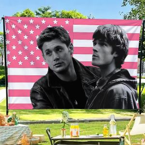 TV Dean Winchester and Sam Winchester flag For Garden Party Living Room Home Wall Decor Banner Bedroom Outdoor Tapestry