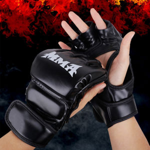 Professional Half Finger Boxing Gloves for Adults Leather MMA Muay Thai Training Gloves with Knuckle Protection for Men Women