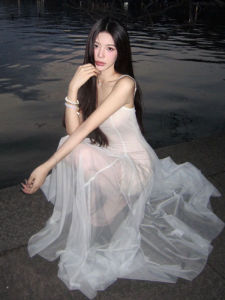 CHANGTONG | Beach Resort Style Unique Mint Green Tulle Dress with Matching Camisole Set