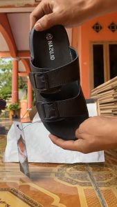 Sandal Slide Pria Nazu Casual Vintage Two Strap Pria Hitam