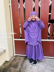 French Khimar ALINE KIDS 1Set Long Jilbab Gamis Anak Perempuan Usia 3-12 Tahun