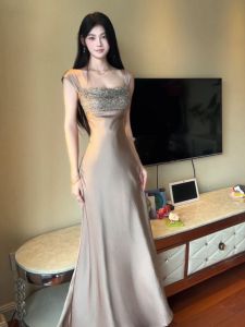 CHANGTONG | Stylish Elegant Viscose Satin Dress Sleeveless Fitted Skirt Summer