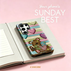 Potdemiel | Teddy Bloom Naps For Samsung Galaxy S26 S25 S24 A56 A36 Dual Layer Luxury Fashion Full Lens Protective phone Cover CaseChic