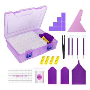 Hộp Đựng Đồ Trang Trí Kim Cương Trong Suốt 64 Ô Mới Hộp Đựng Hạt Pha Lê Nhựa Để Sắp Xếp Đồ Dùng Bàn Làm Việc