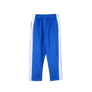 กางเกงกีฬาสีแดงสดสำหรับเด็ก กางเกงขายาวทรงตรงสำหรับเด็กชายและเด็กหญิง ฤดูใบไม้ผลิ ฤดูใบไม้ร่วง กางเกงขายาวสีฟ้าบลูเดนิมสำหรับเด็กอนุบาล