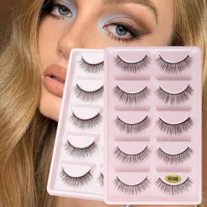 5Pairs False Eyelashes 3D Super Fluffy Wispy Faux Mink Eyelashes Cat/Fox Eye Effect Dramatic Lashes Eyelash Extension Makeup New