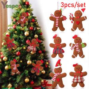 YESPERY 3Pcs/Set Christmas Gingerbread Man Doll Pendants Xmas Tree Hanging Ornaments Christmas Decorations for Home New Year Kids Gifts