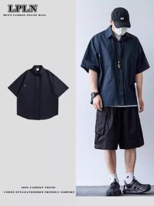 Casual Short Sleeve Shirt Mens Spring New Style Layering Pure Color Trendy Workwear Shirt Slim Fit Youth Popular Fashion