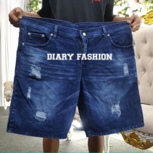 Celana Pendek Jeans Sobek Jumbo Pria Dewasa Denim Besar Jumbo Bigsize 33-45/Jeans Sobek Pendek Jumbo Pria Dewasa Denim Besar